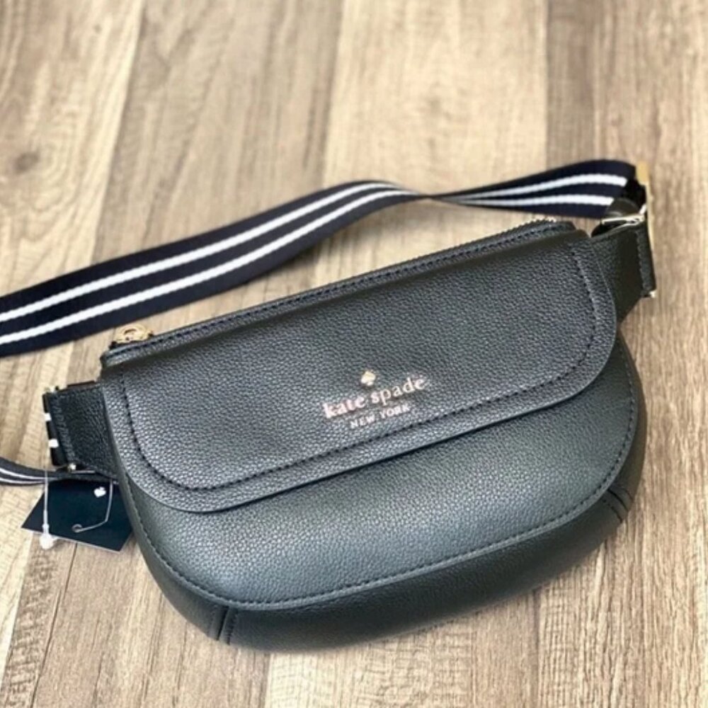 Kate Spade Rosie Belt Bag Purse Black Pebbled Leather KB712 Fanny Pack Waist